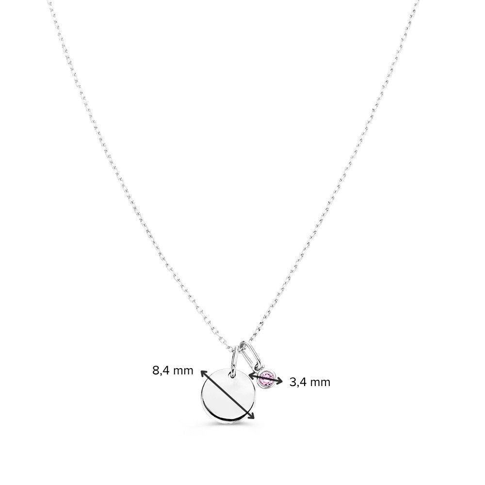 Halskette mit Gravurplatte + Pink-Diamant-Anhänger 0,05 ct. Weißgold