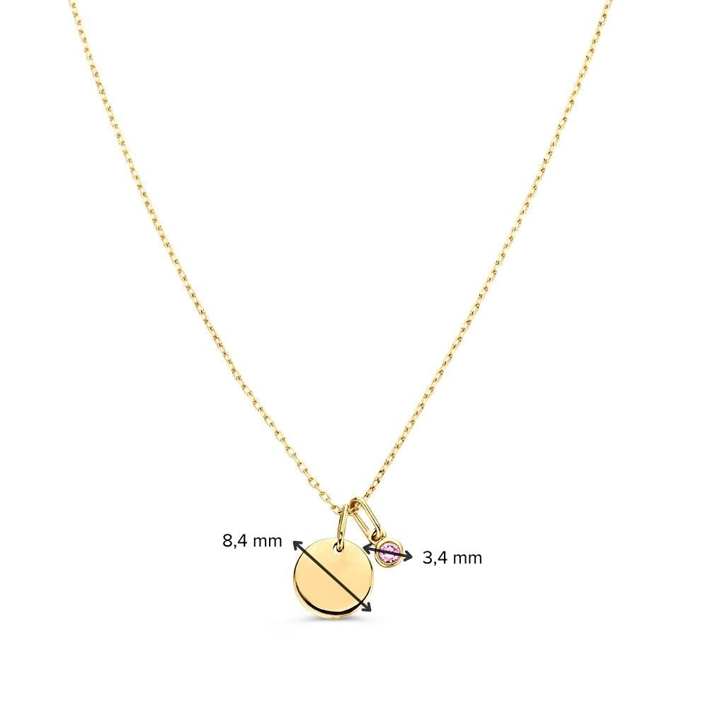 Halskette mit Gravurplatte + Pink-Diamant-Anhänger 0,05 ct. Gelbgold