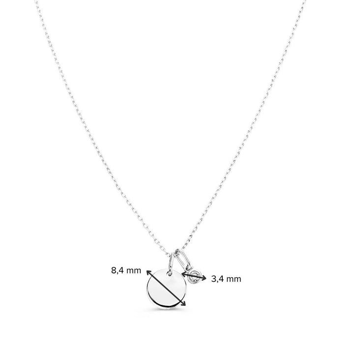 Halskette mit Gravurplatte + weißer Diamantanhänger 0,05 ct. Weißgold