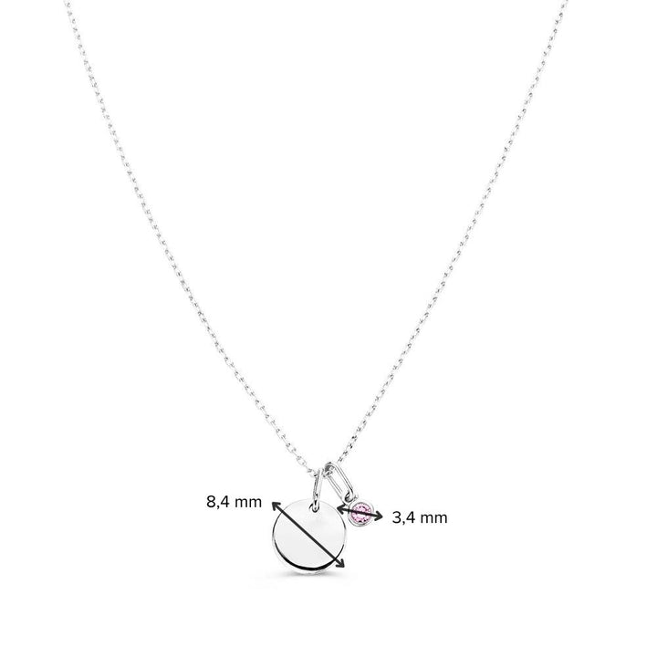 Halskette mit Gravurplatte + Pink-Diamant-Anhänger 0,05 ct. Weißgold