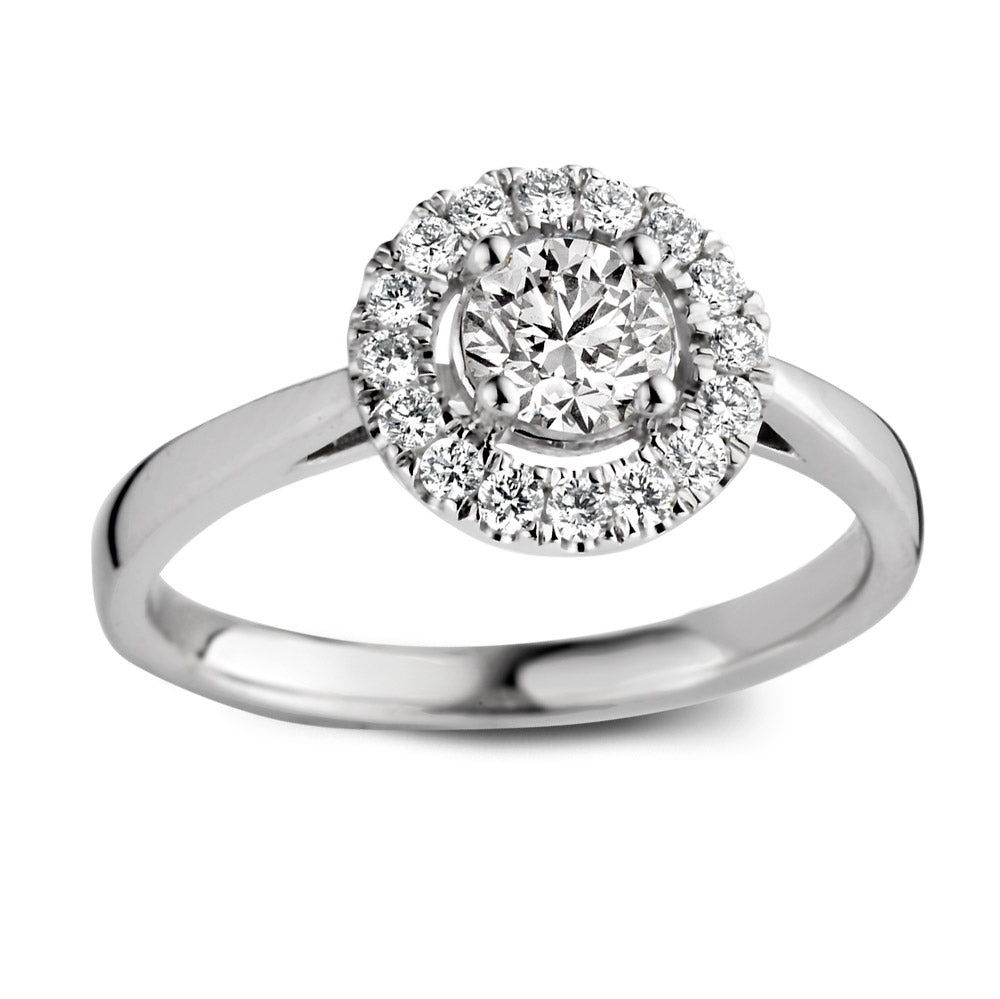 Halo ring labdiamant witgoud